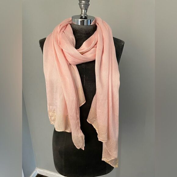 Forever 21 Pale Peach Scarf with Gold Trim - Picture 1 of 7